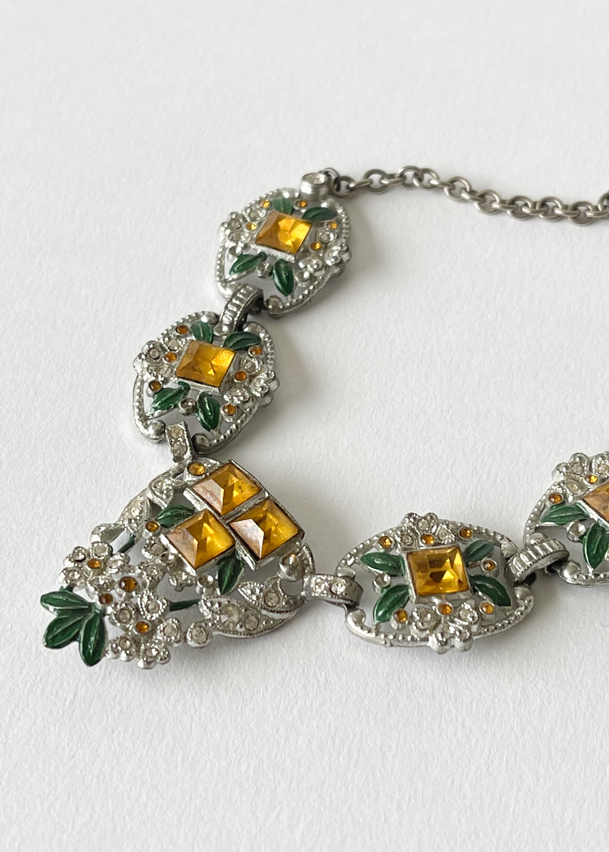Elegant 1950s Rhinestone Necklace - Vintage Costume Jewelry